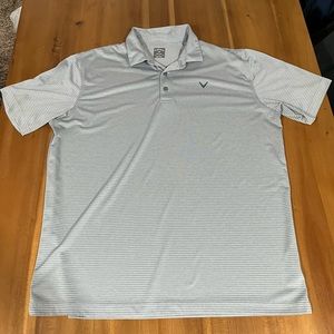 Men’s Callaway Polo Shirt Adult XL Silver & White Lightweight Golf Polo